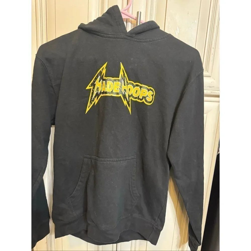 Made Hoops Youth Logo Graphic Pullover Hoodie Sweatshirt Black Size YL